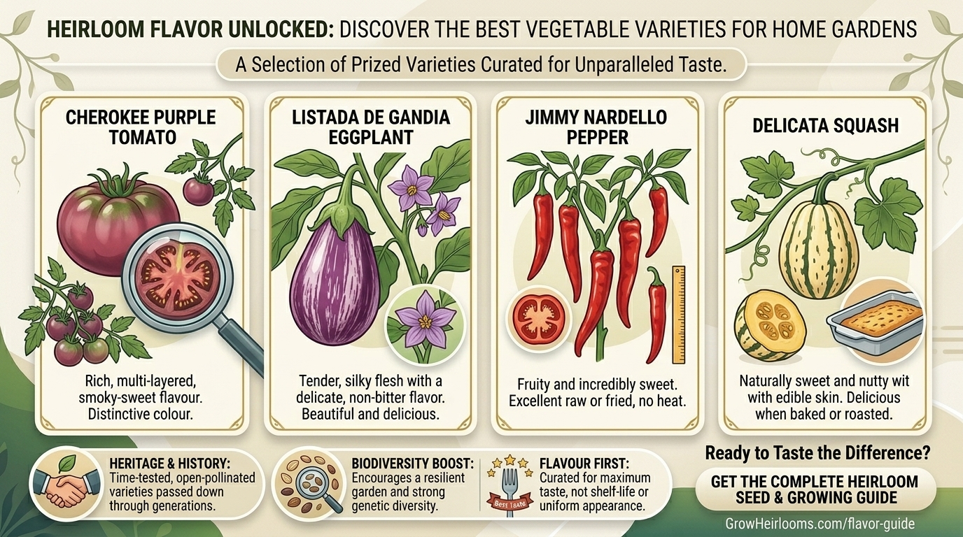 What are the best heirloom vegetable varieties to grow for superior flavor in home gardens?