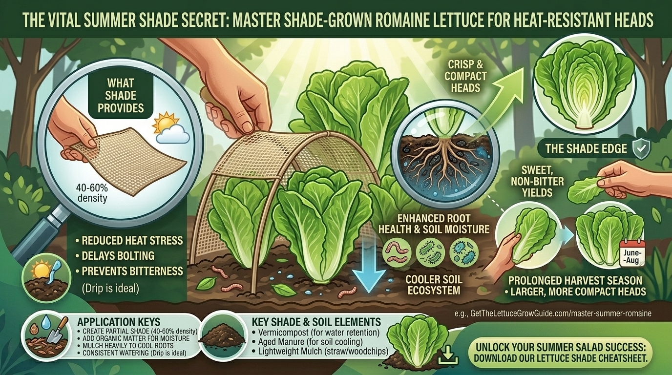How to grow crisp romaine lettuce heads in shady garden spots during hot summer months.