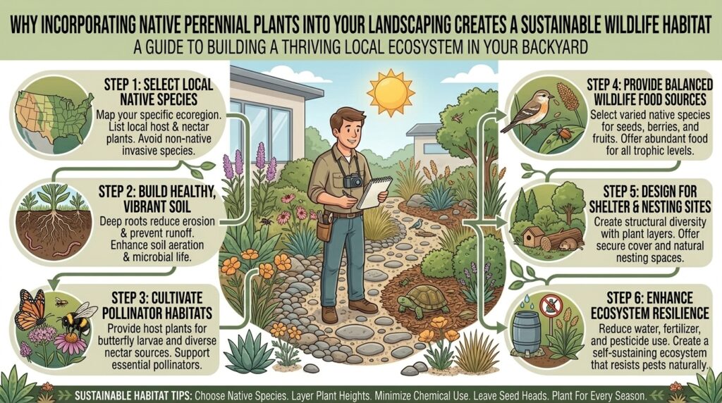 Why incorporating native perennial plants into your landscaping creates a sustainable wildlife habitat.
