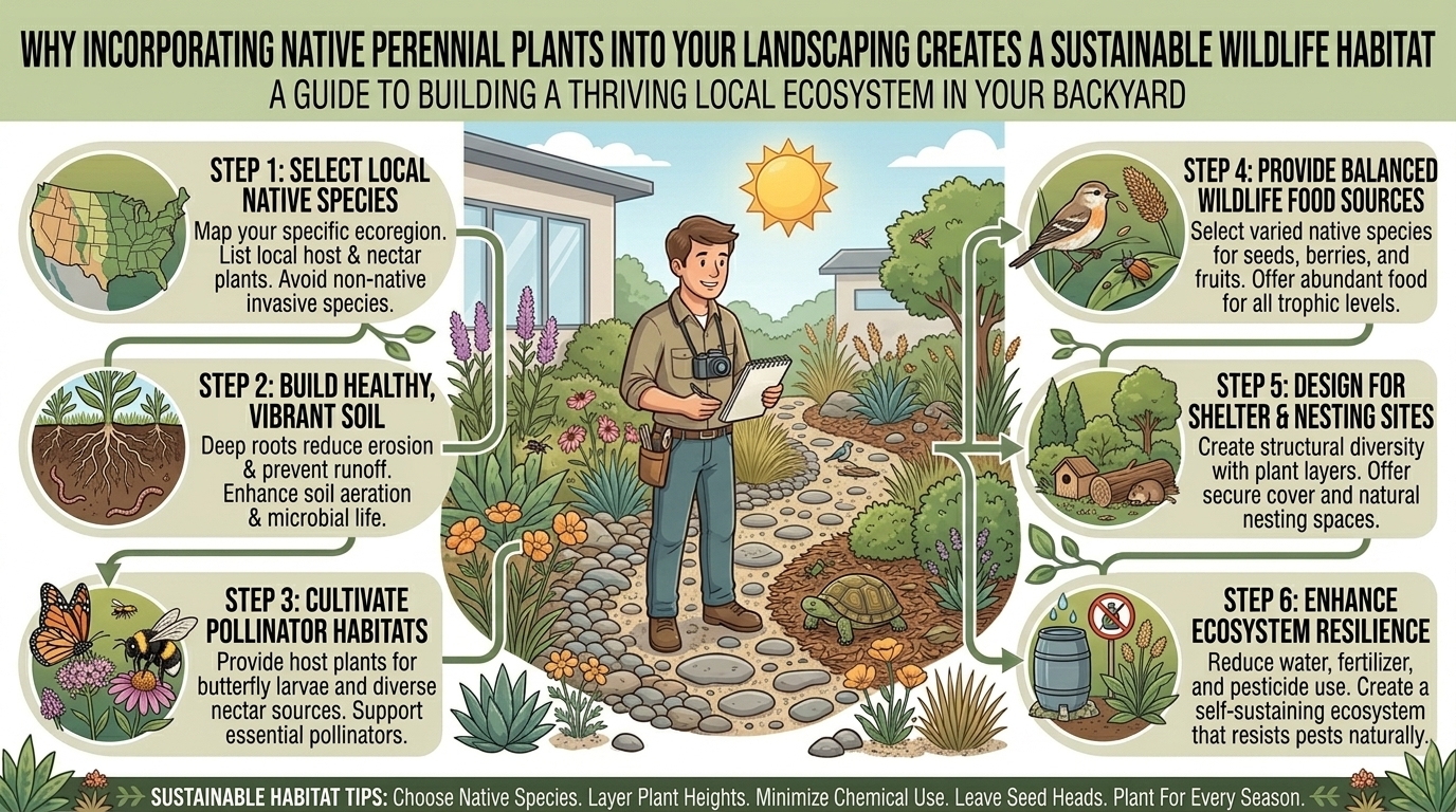Why incorporating native perennial plants into your landscaping creates a sustainable wildlife habitat.