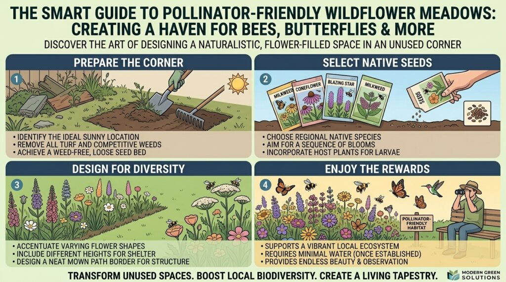 How to design a pollinator-friendly wildflower meadow in an unused corner of your yard.