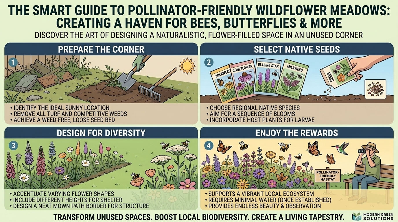 How to design a pollinator-friendly wildflower meadow in an unused corner of your yard.