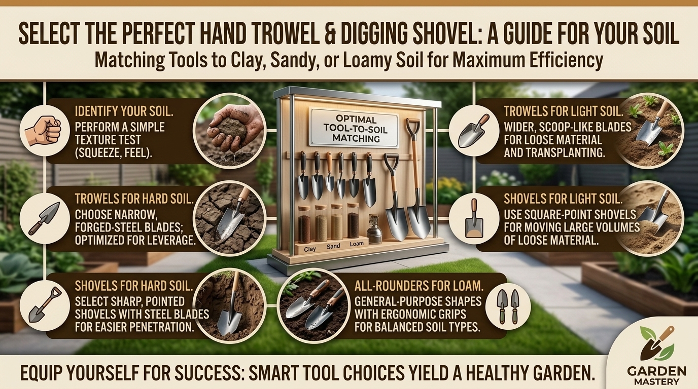 How to choose the best hand trowel and digging shovel for your specific soil type.