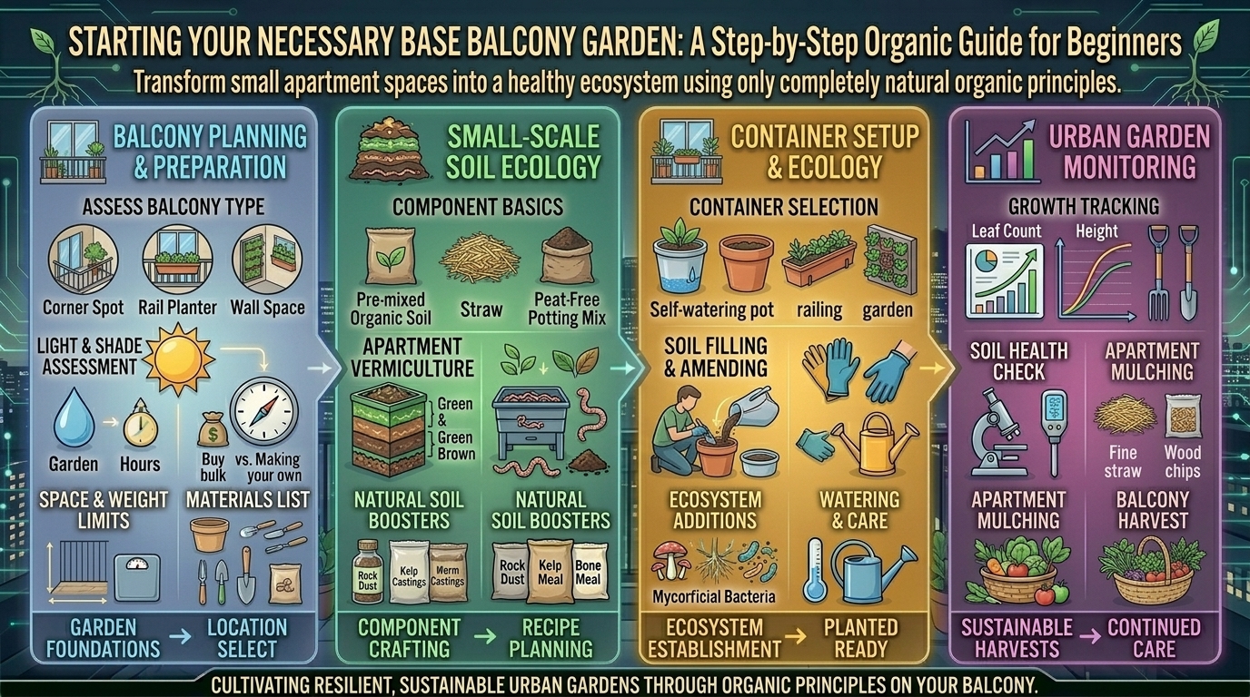 Step-by-step guide to creating a completely natural necessary base home garden on a small apartment balcony.