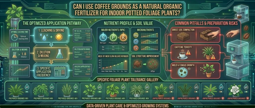 Can I use coffee grounds as a natural organic fertilizer for indoor potted foliage plants?