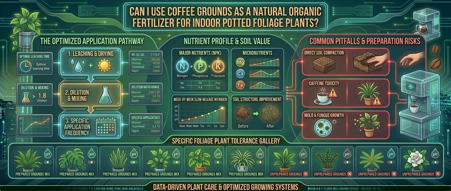 Can I use coffee grounds as a natural organic fertilizer for indoor potted foliage plants?