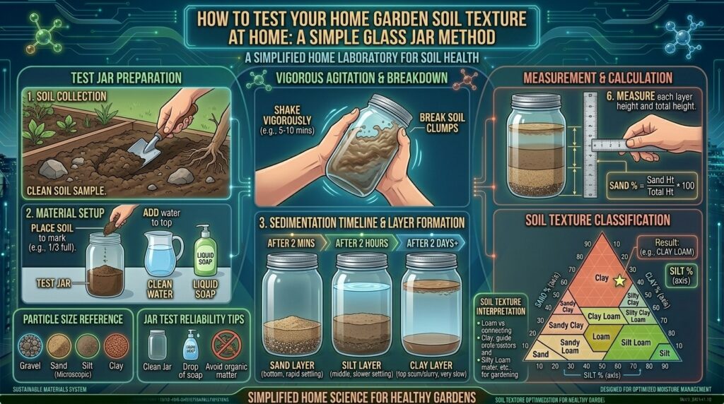 How to test your home garden soil texture at home using only a simple glass jar.