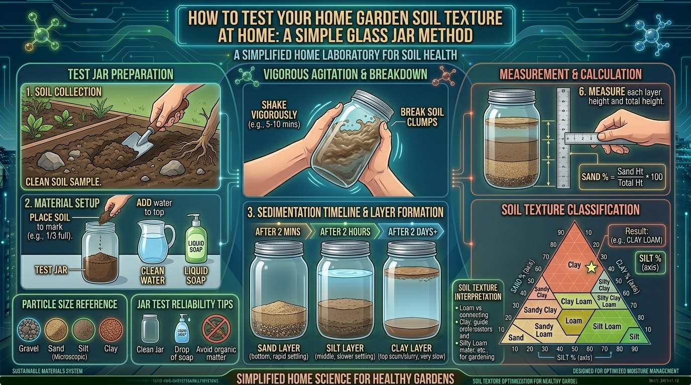 How to test your home garden soil texture at home using only a simple glass jar.
