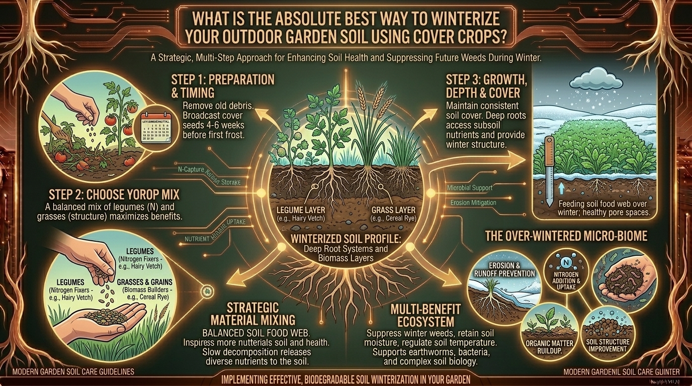 What is the absolute best way to winterize your outdoor garden soil using cover crops?