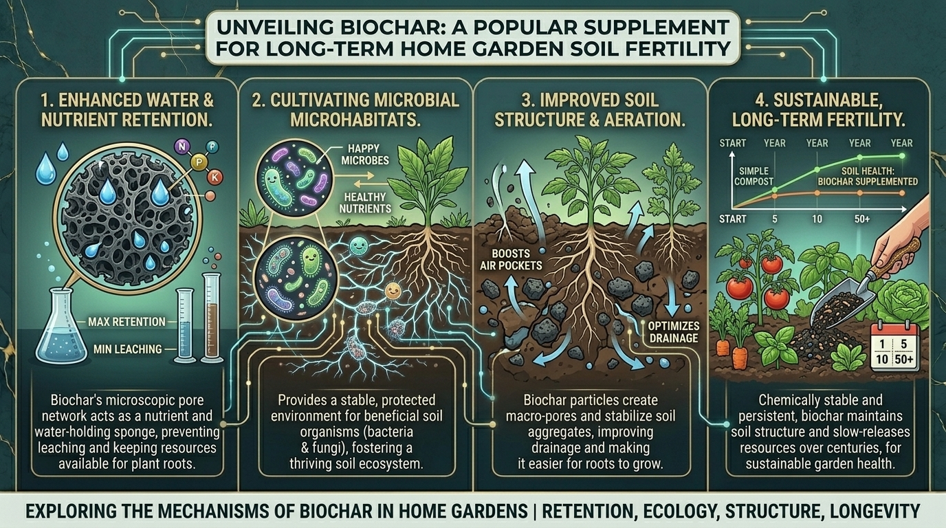 Why biochar is becoming a popular natural supplement for long-term home garden soil fertility.
