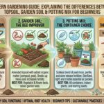 What are the primary differences between topsoil, garden soil, and potting mix for beginners?