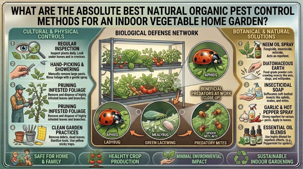 What are the absolute best natural organic pest control methods for an indoor vegetable home garden?