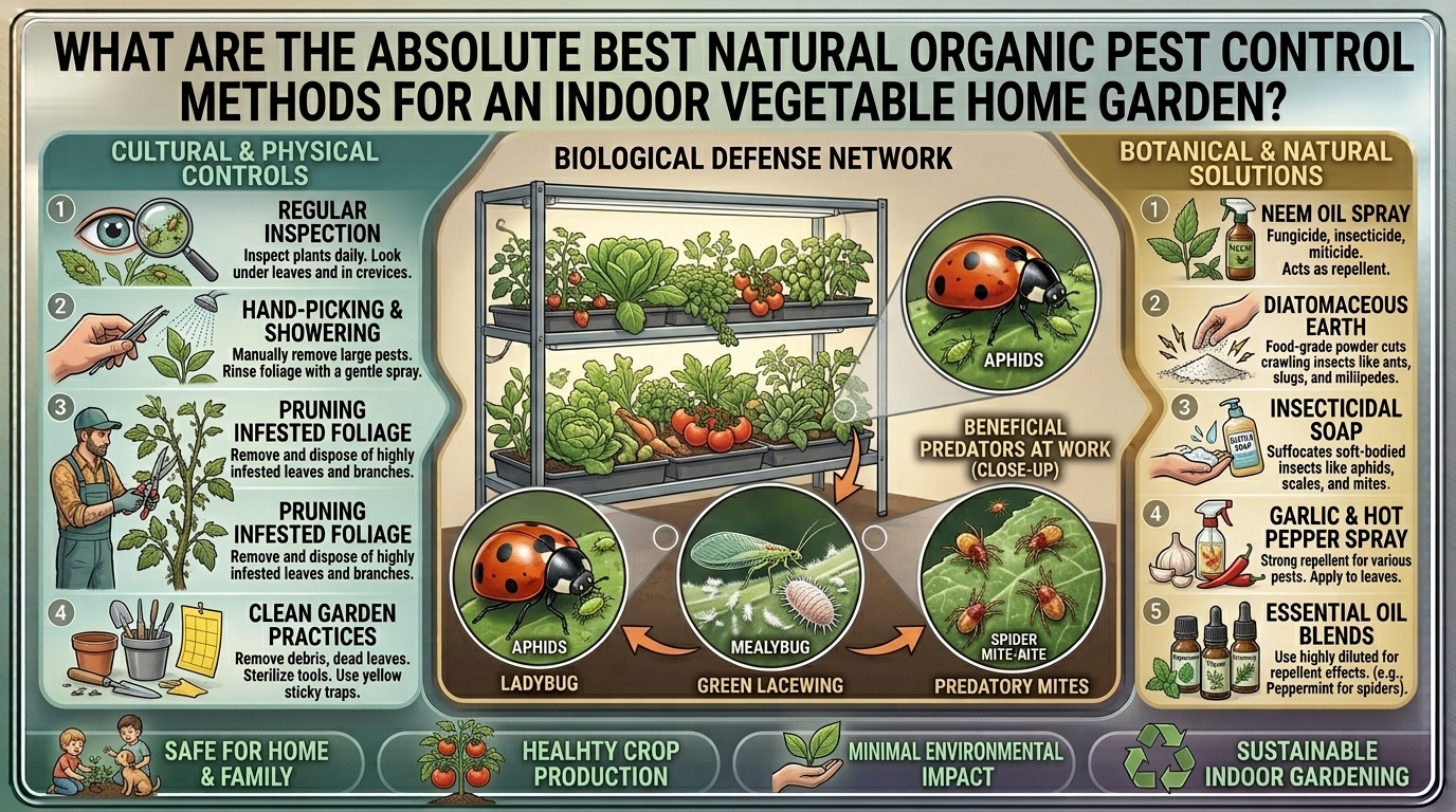 What are the absolute best natural organic pest control methods for an indoor vegetable home garden?