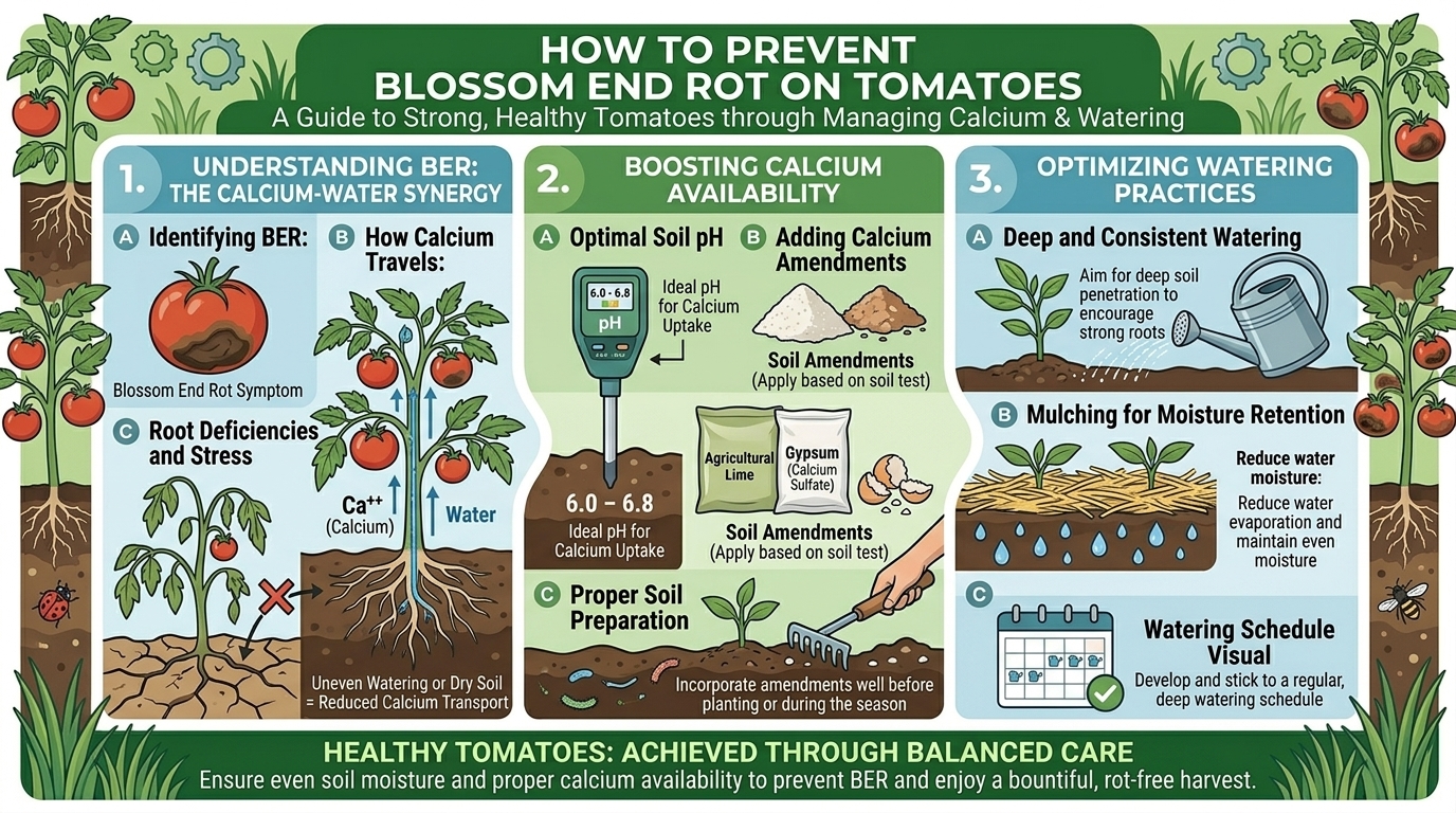 How to prevent blossom end rot on your home garden tomatoes by managing calcium and watering.