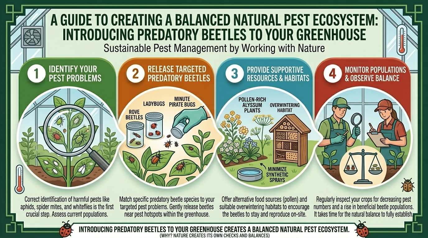 Why introducing predatory beetles to your greenhouse creates a balanced natural pest ecosystem.