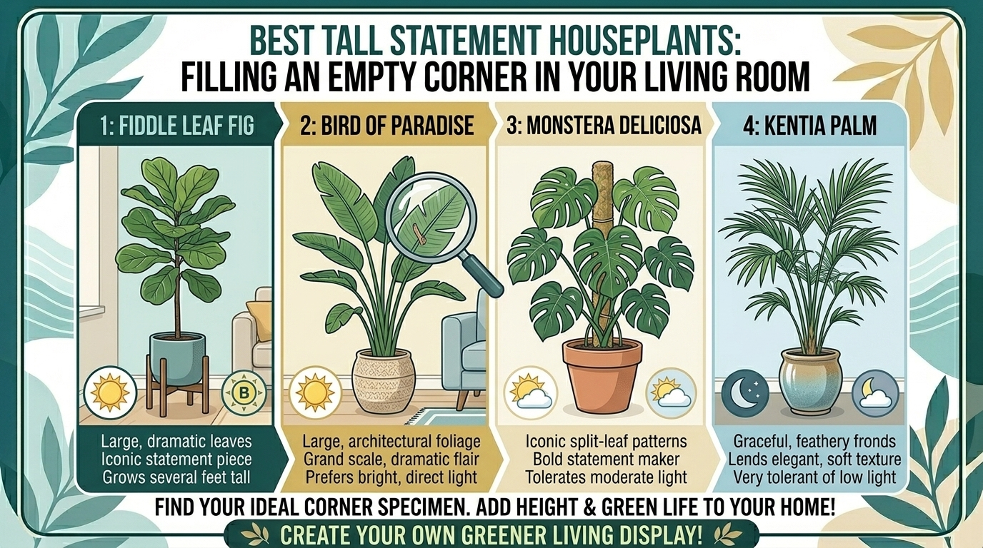 What are the best tall statement houseplants to fill an empty corner in your living room?